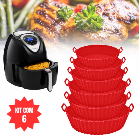 Kit 6 Forma de Silicone para Air Fryer com Alça