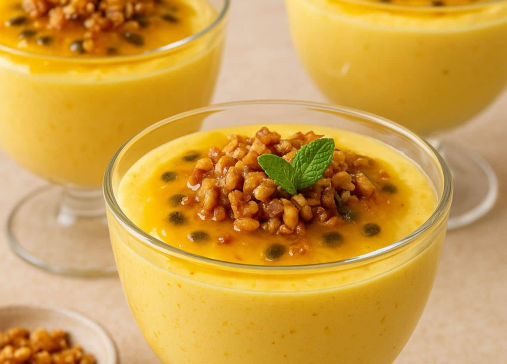 Mousse de Maracujá com Crocante de Castanha-do-Pará